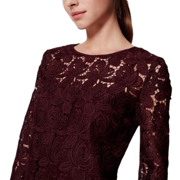 LOFT Purple Shift Lace Dress - size 00P - Picture 2 of 9